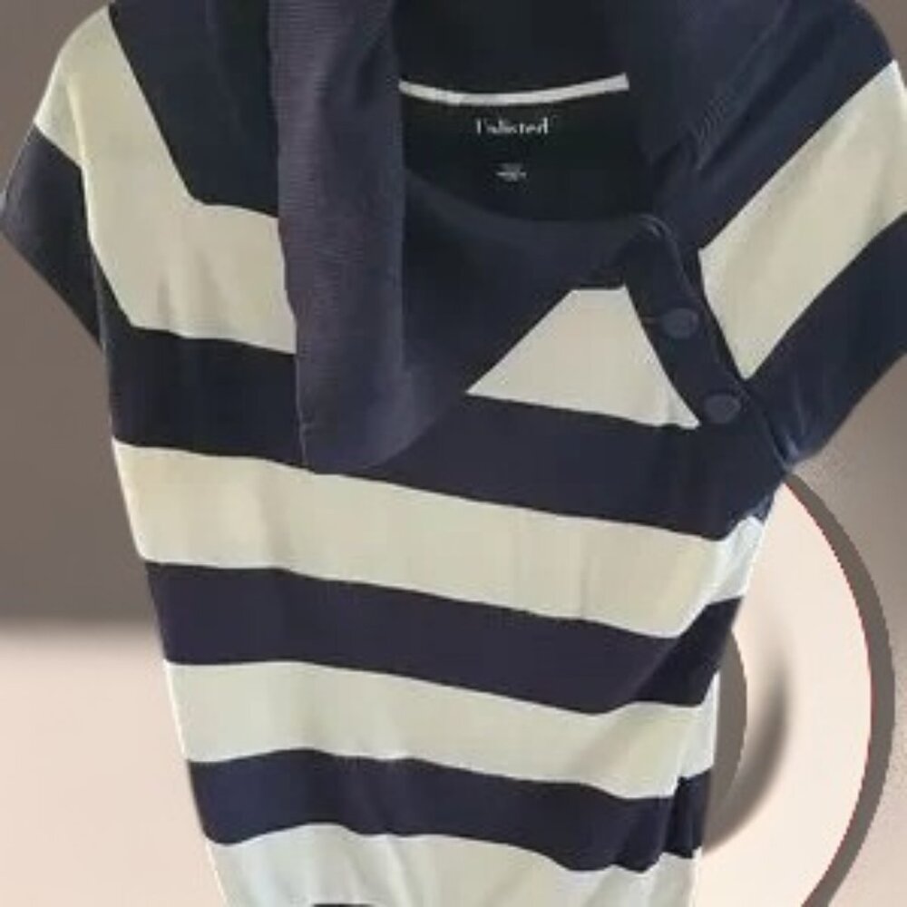 UNLISTED  .. Striped Navy and White Women's Top